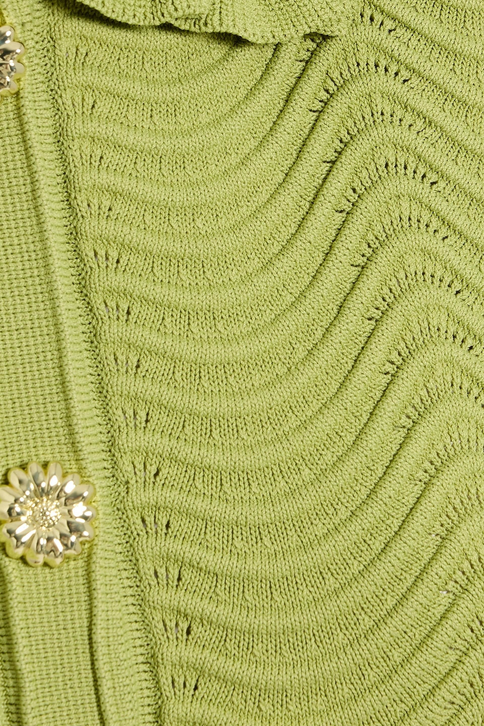 Sandro Ruffled Jacquard-knit Top In Green