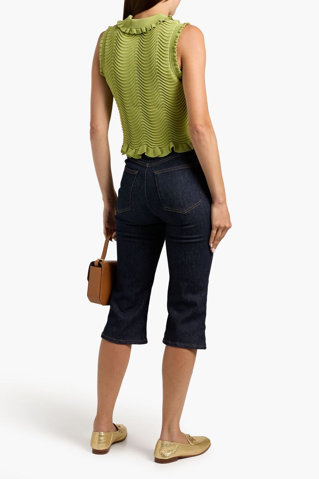 SANDRO Ruffled jacquard-knit top
