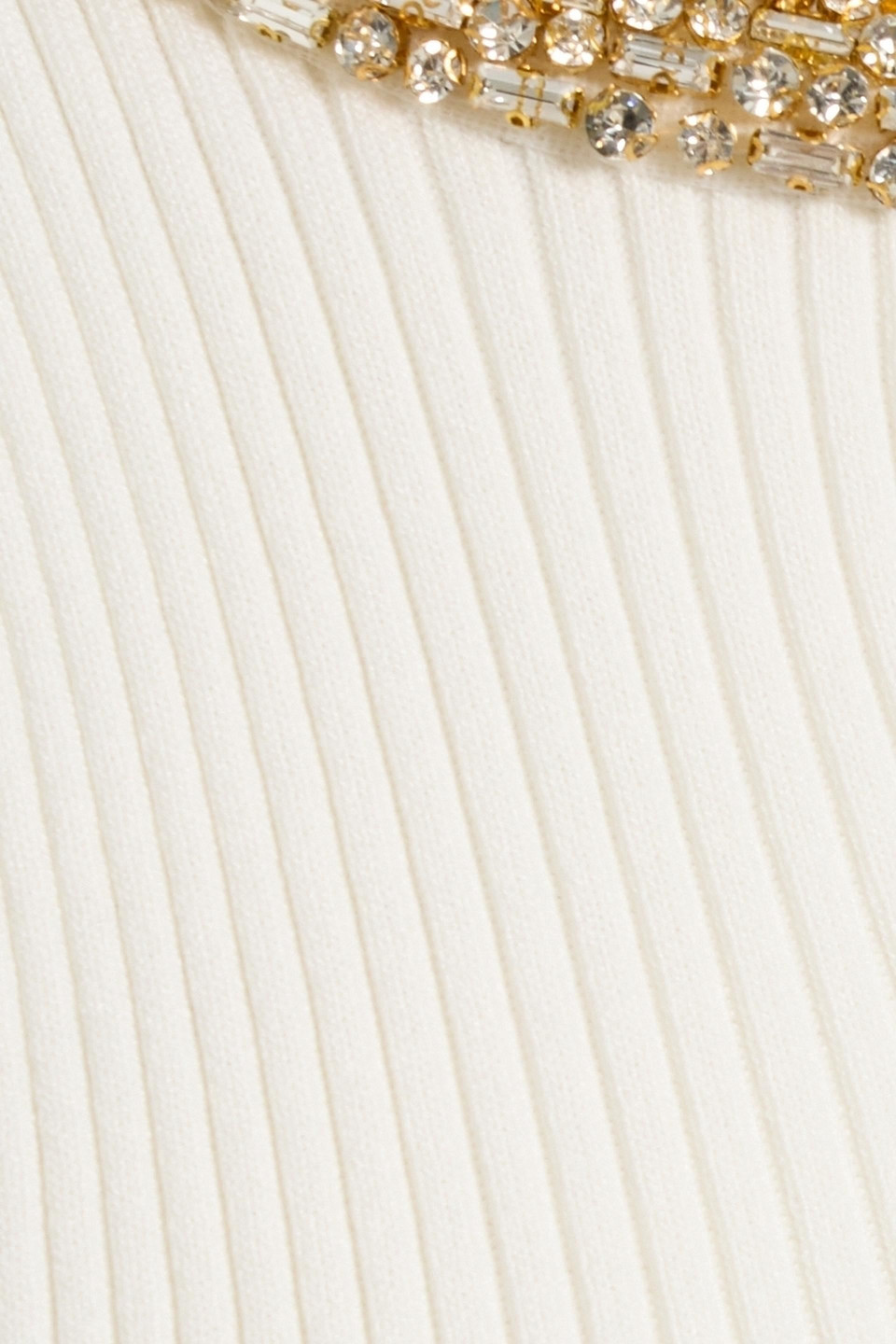 Sandro Crystal-embellished Ribbed-knit Top In White
