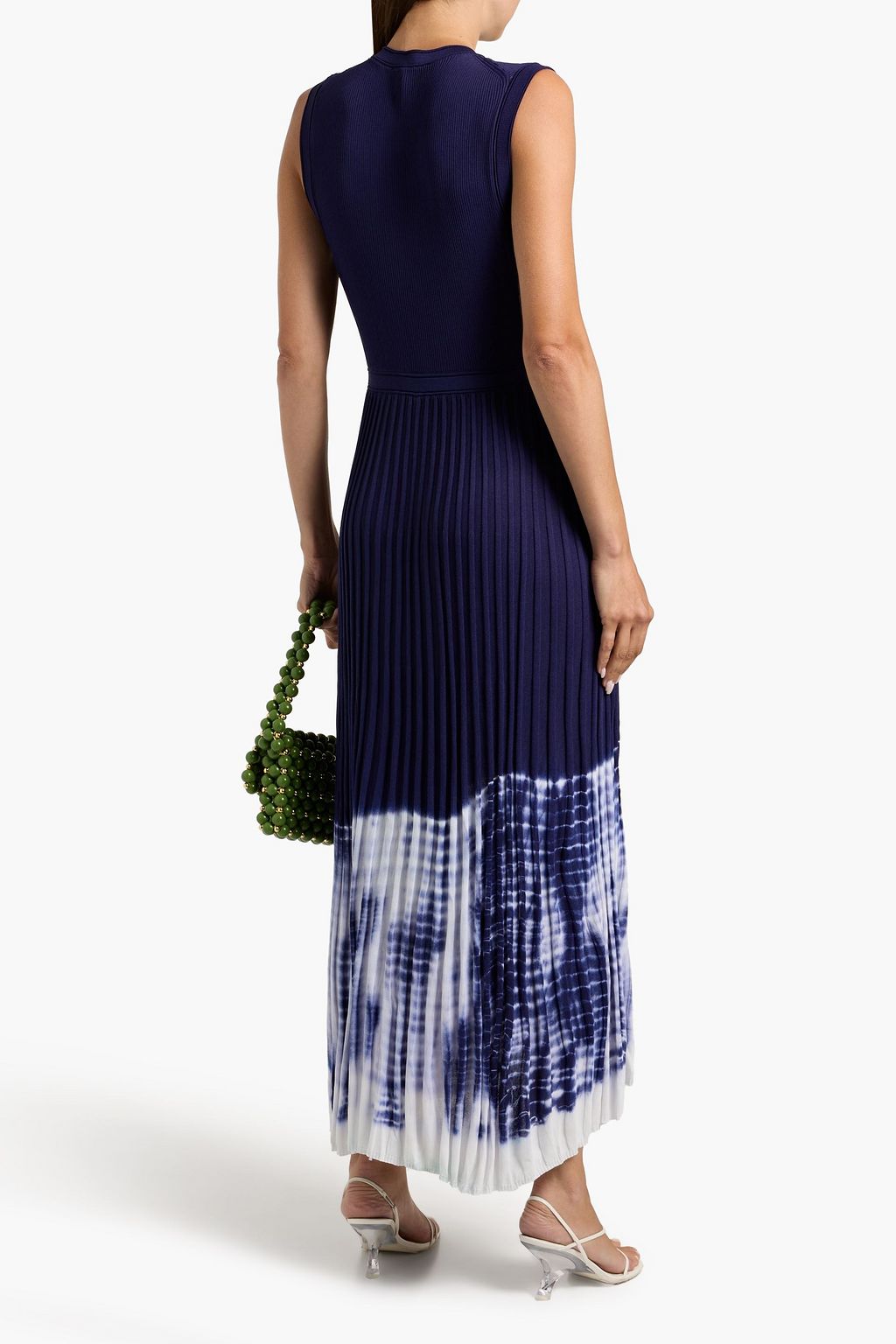 MAJE Tie-dyed ribbed-knit midi dress