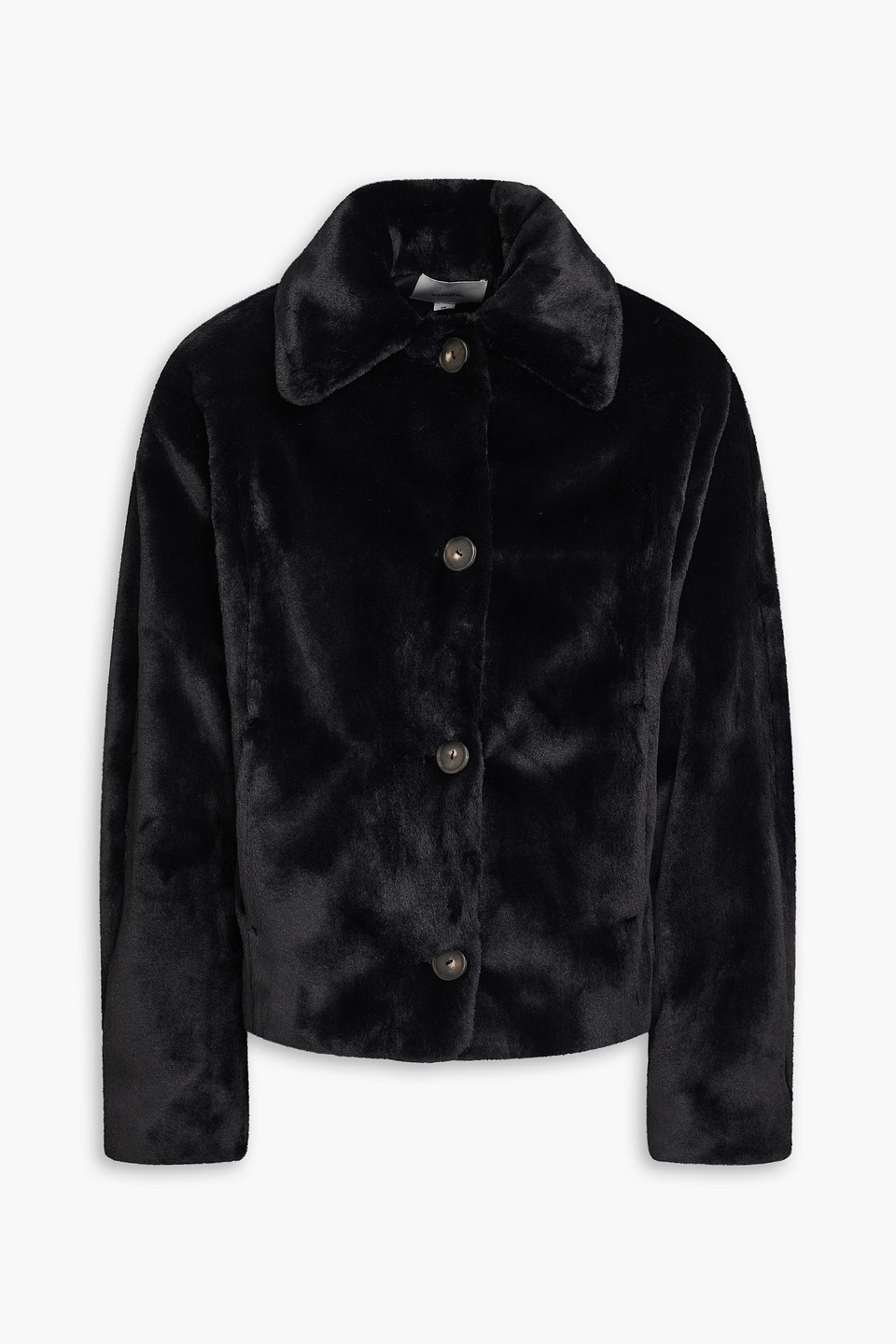 Vince Faux Fur Trucker Jacket In Black
