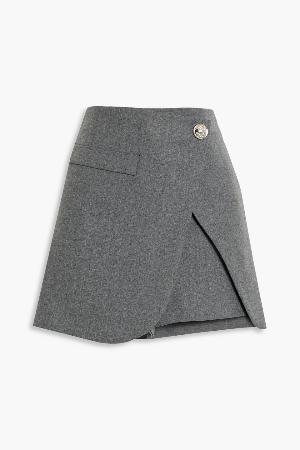 Maje Skirt-effect Twill Shorts In Gray