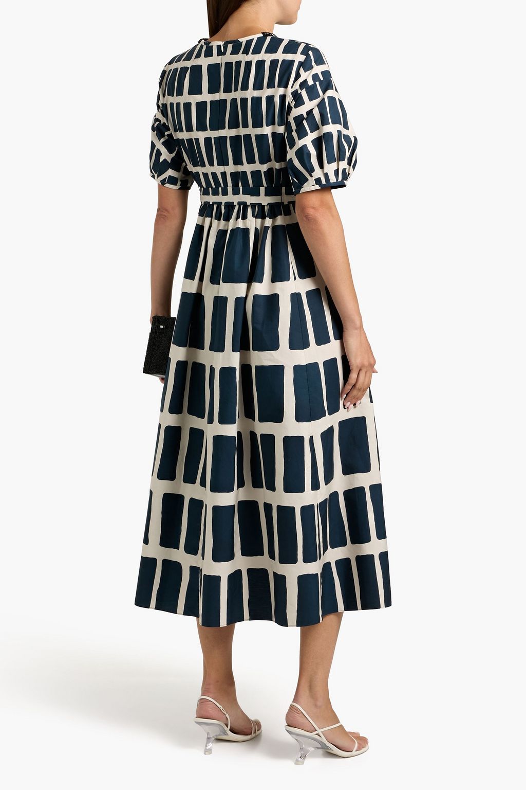 'S MAX MARA Nerina crystal-embellished printed cotton-poplin midi dress