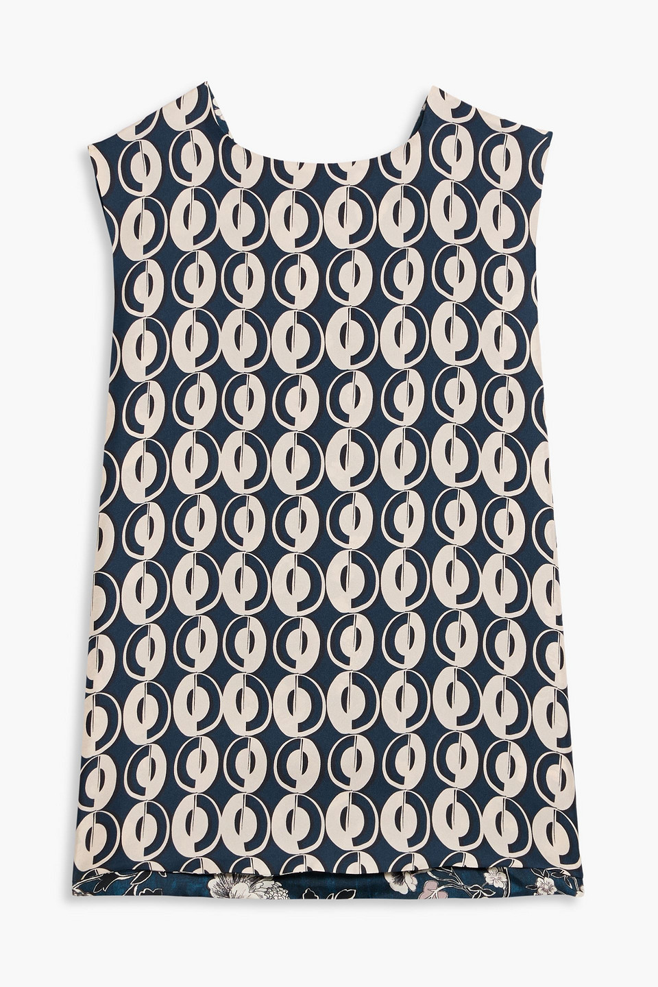 Max Mara Time Printed Silk-twill Top In Blue