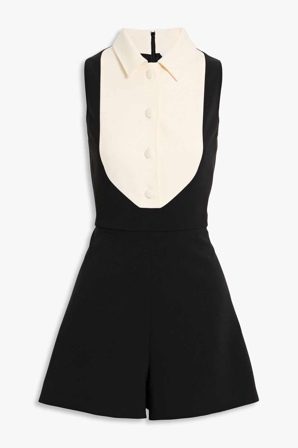 Max Mara Snack Two-tone Crepe Playsuit In Black