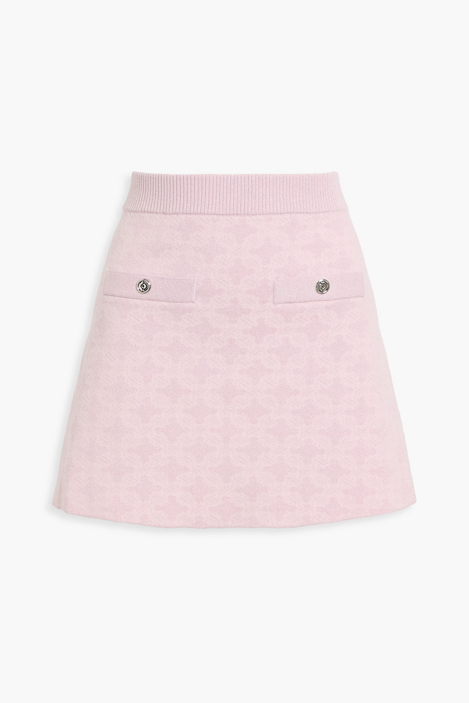 Maje Metallic Jacquard-knit Mini Skirt In Pink