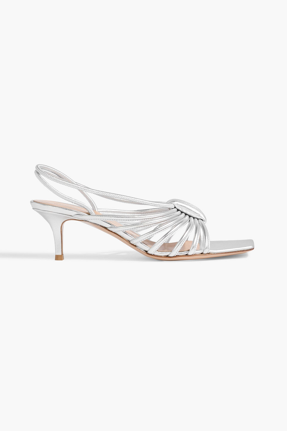 Gianvito Rossi Hellen 55 Metallic Leather Slingback Sandals In Silver