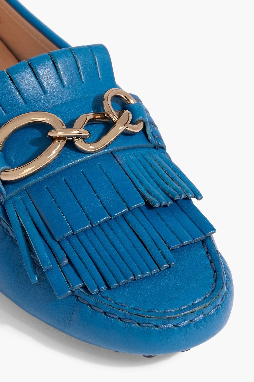 TOD'S Gommino fringed chain-embellished leather loafers