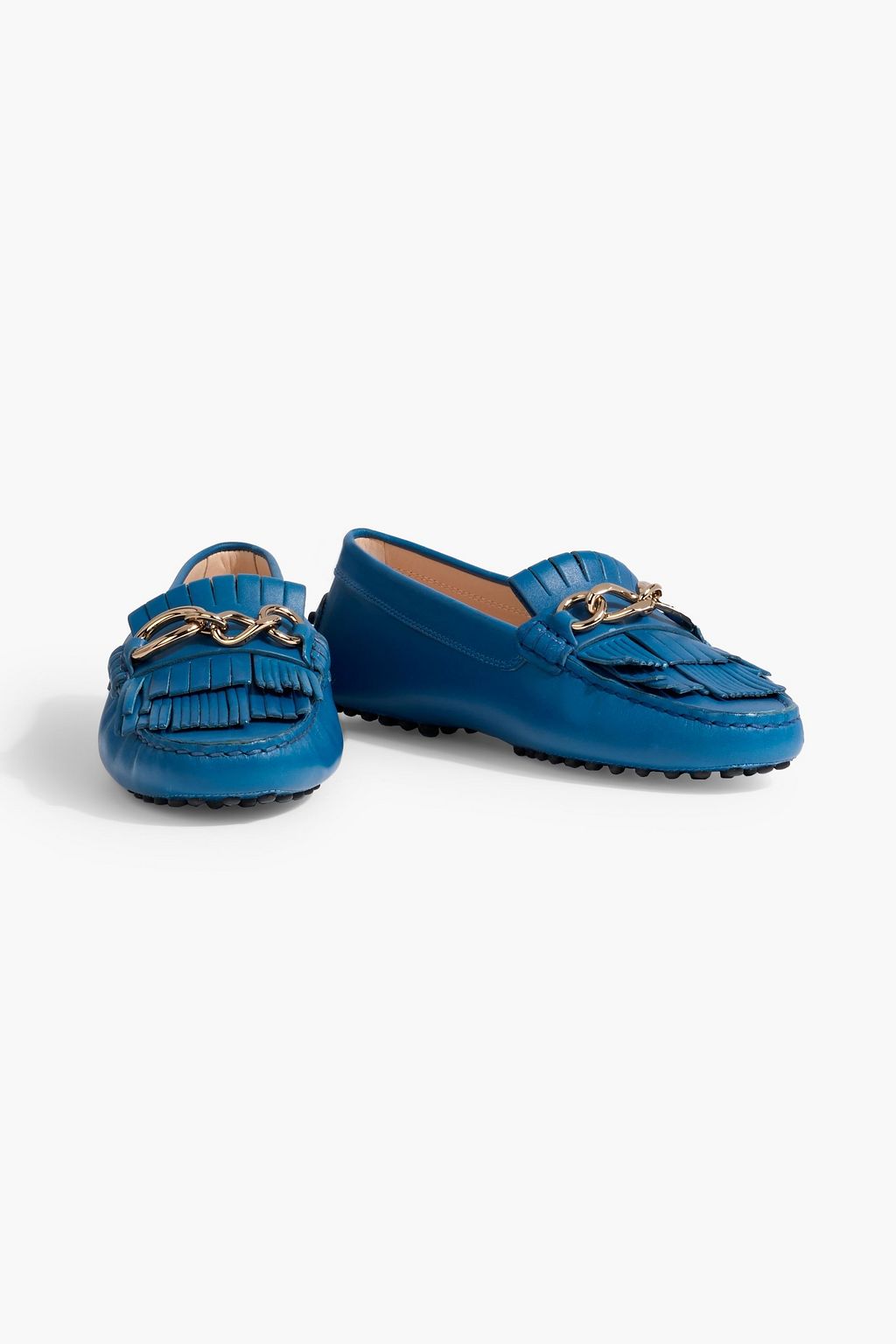 TOD'S Gommino fringed chain-embellished leather loafers