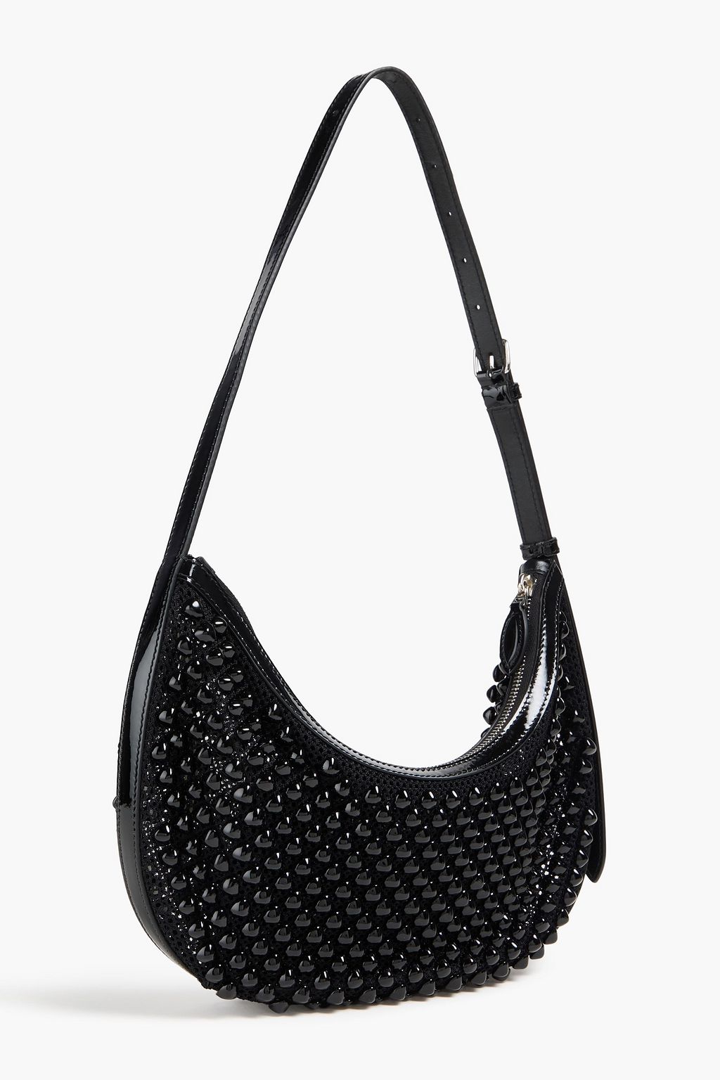 ALAÏA حقيبة كتف "ديمي" من الشبك مزيّنة بدبابيس معدنية