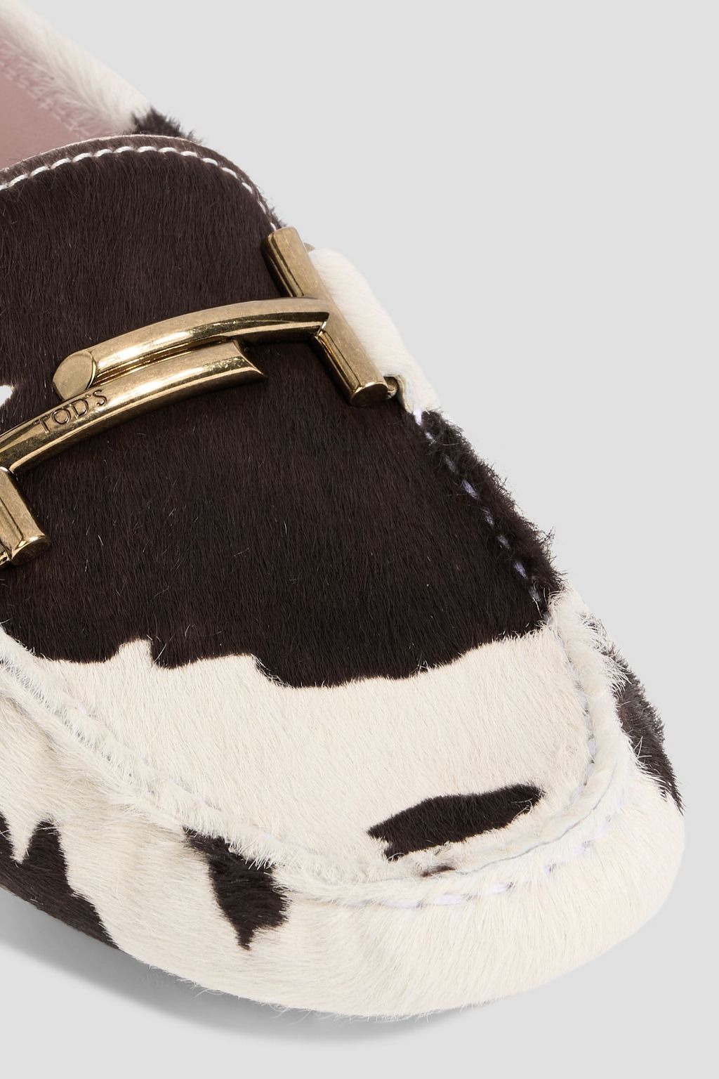 TOD'S Double T printed calf hair loafers