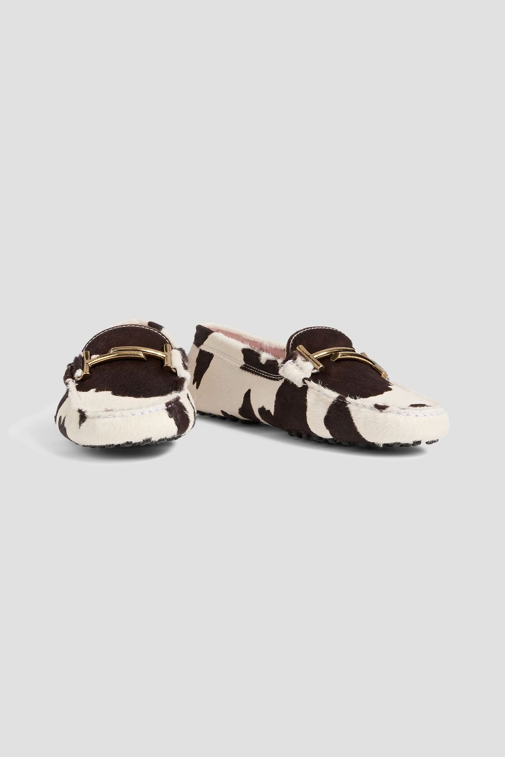 TOD'S Double T printed calf hair loafers