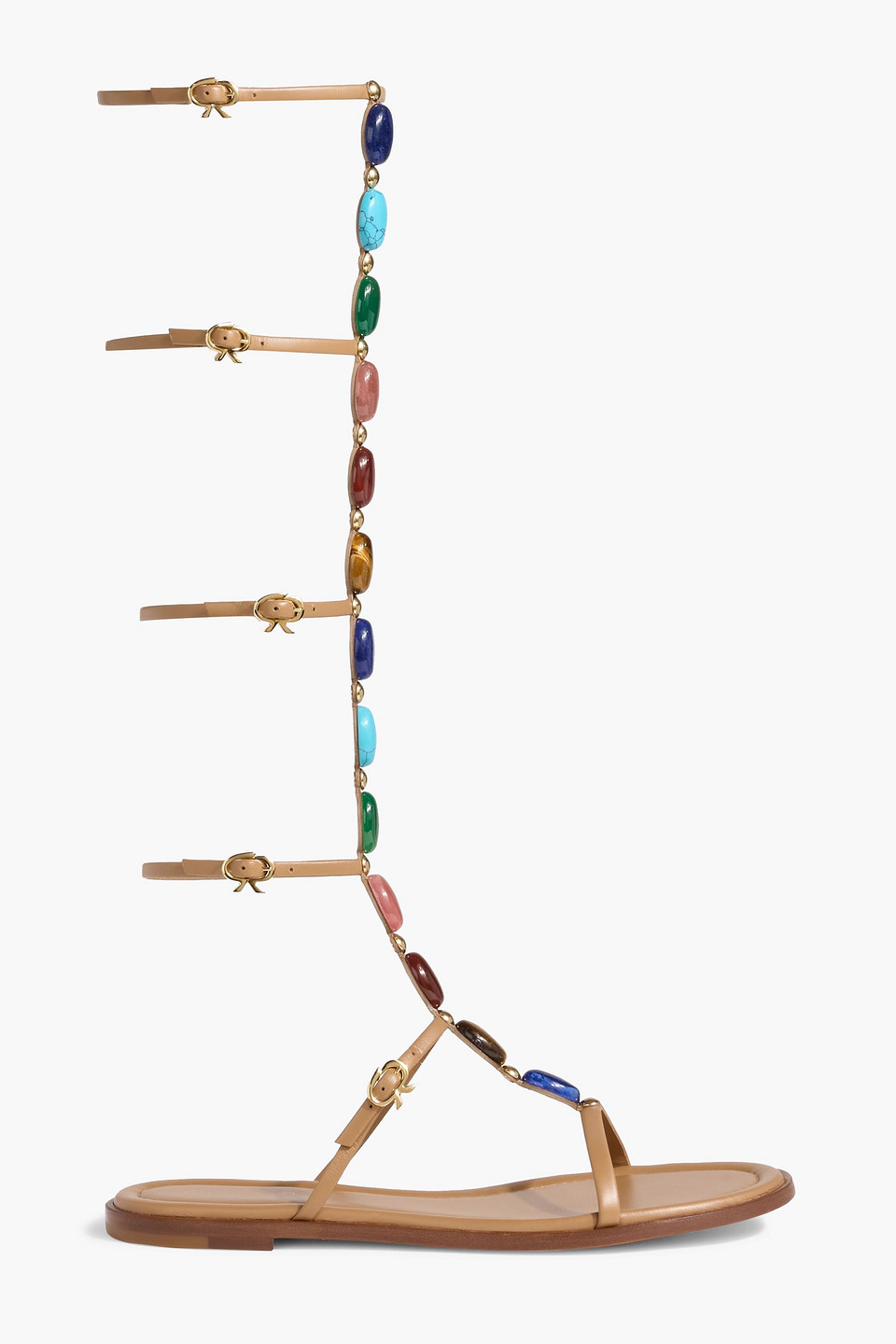 Gianvito Rossi Shanti Embellished Leather Sandals In Brown
