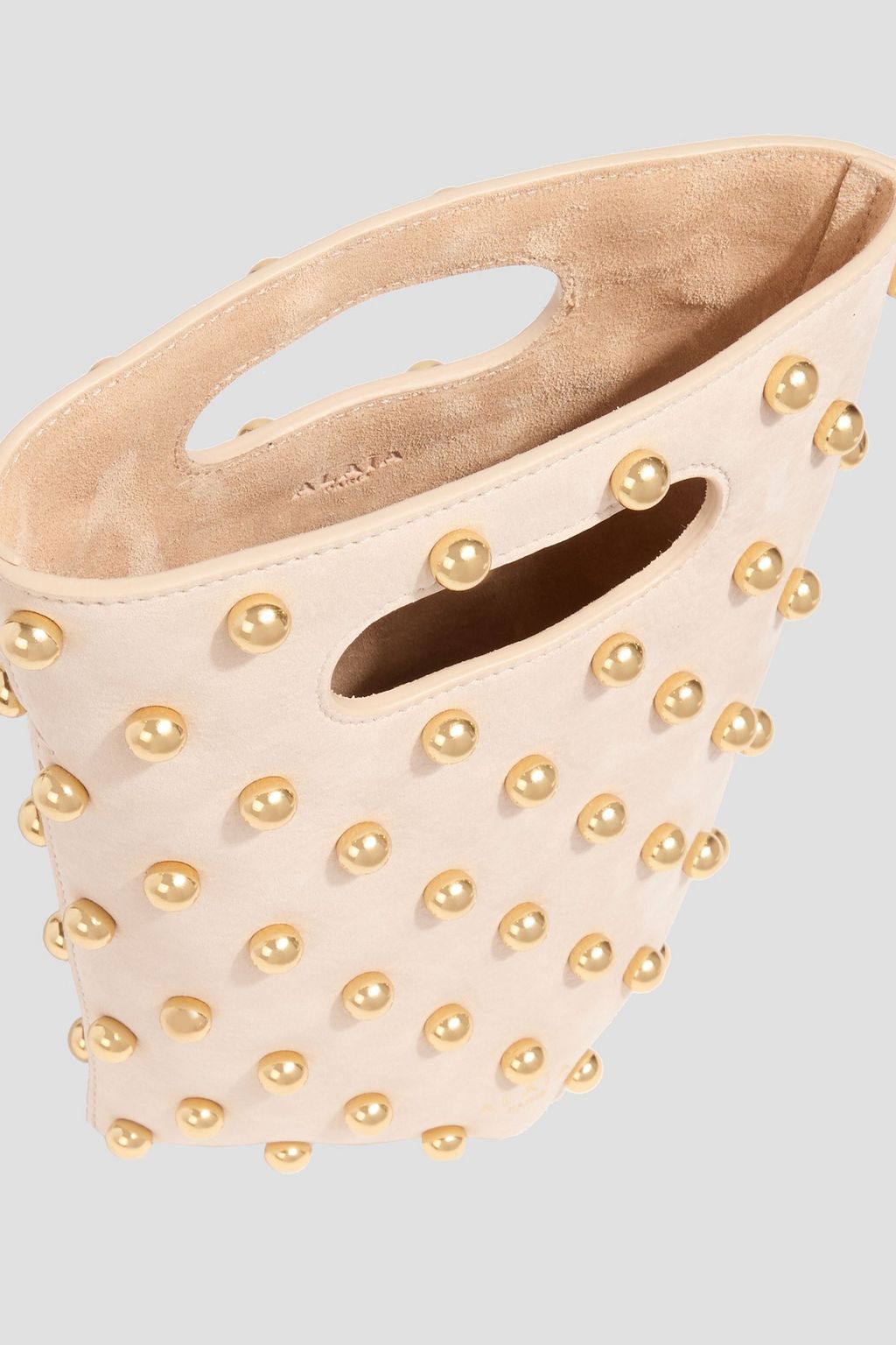 ALAÏA Folded small studded suede tote
