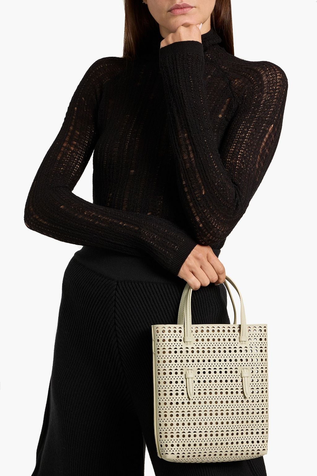 ALAÏA Mina laser-cut leather tote
