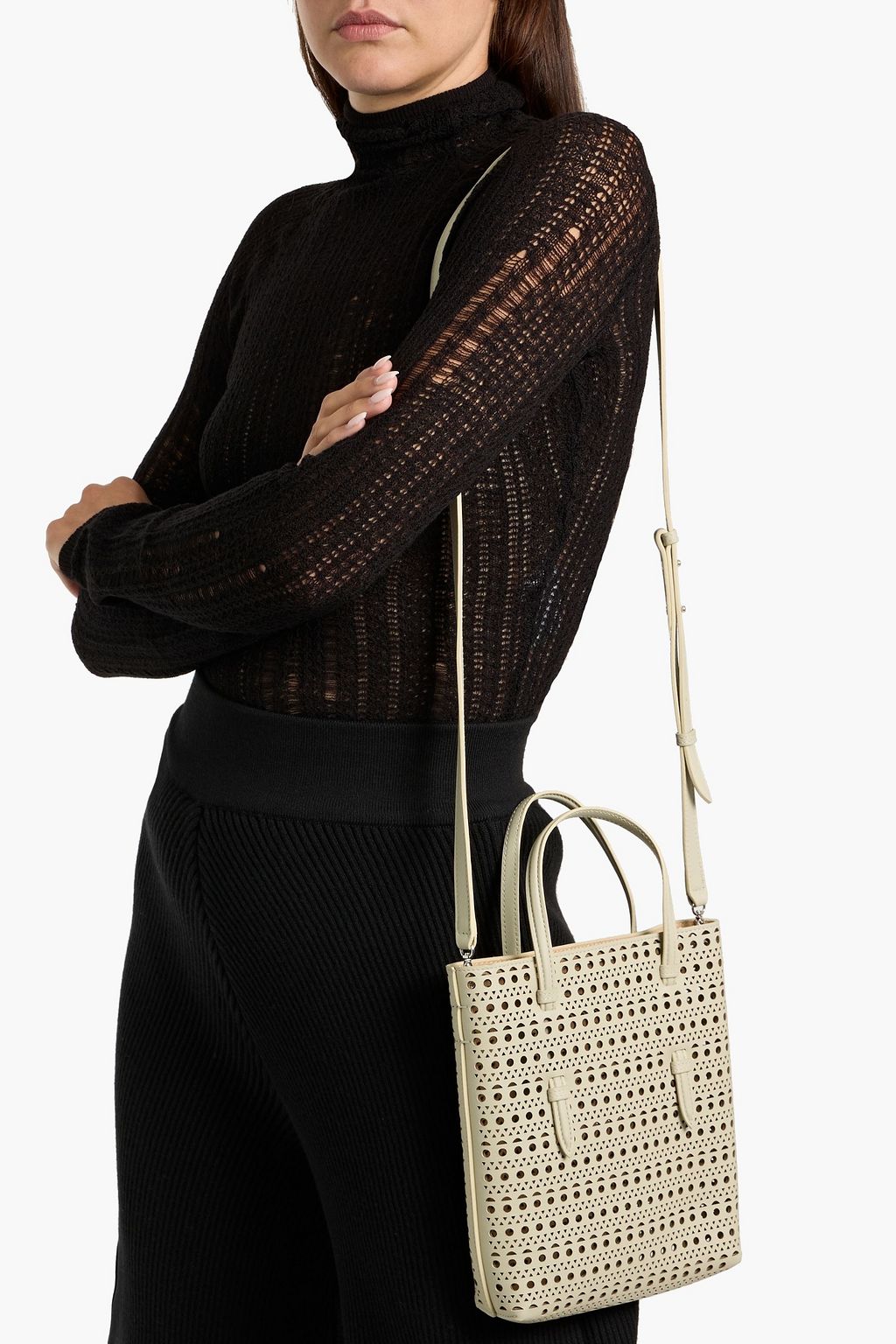 ALAÏA Mina laser-cut leather tote