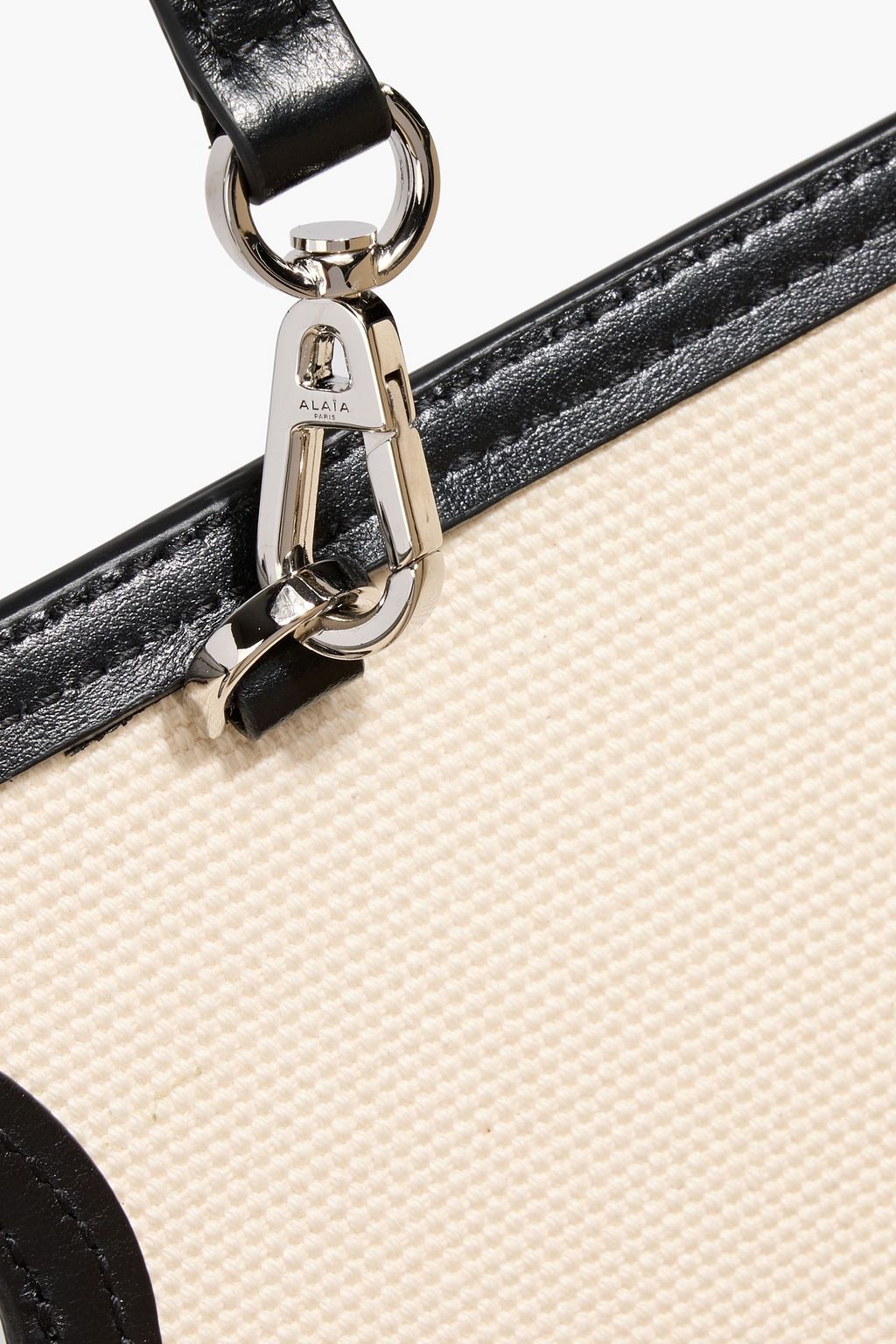 ALAÏA Folded large leather-trimmed cotton-canvas tote