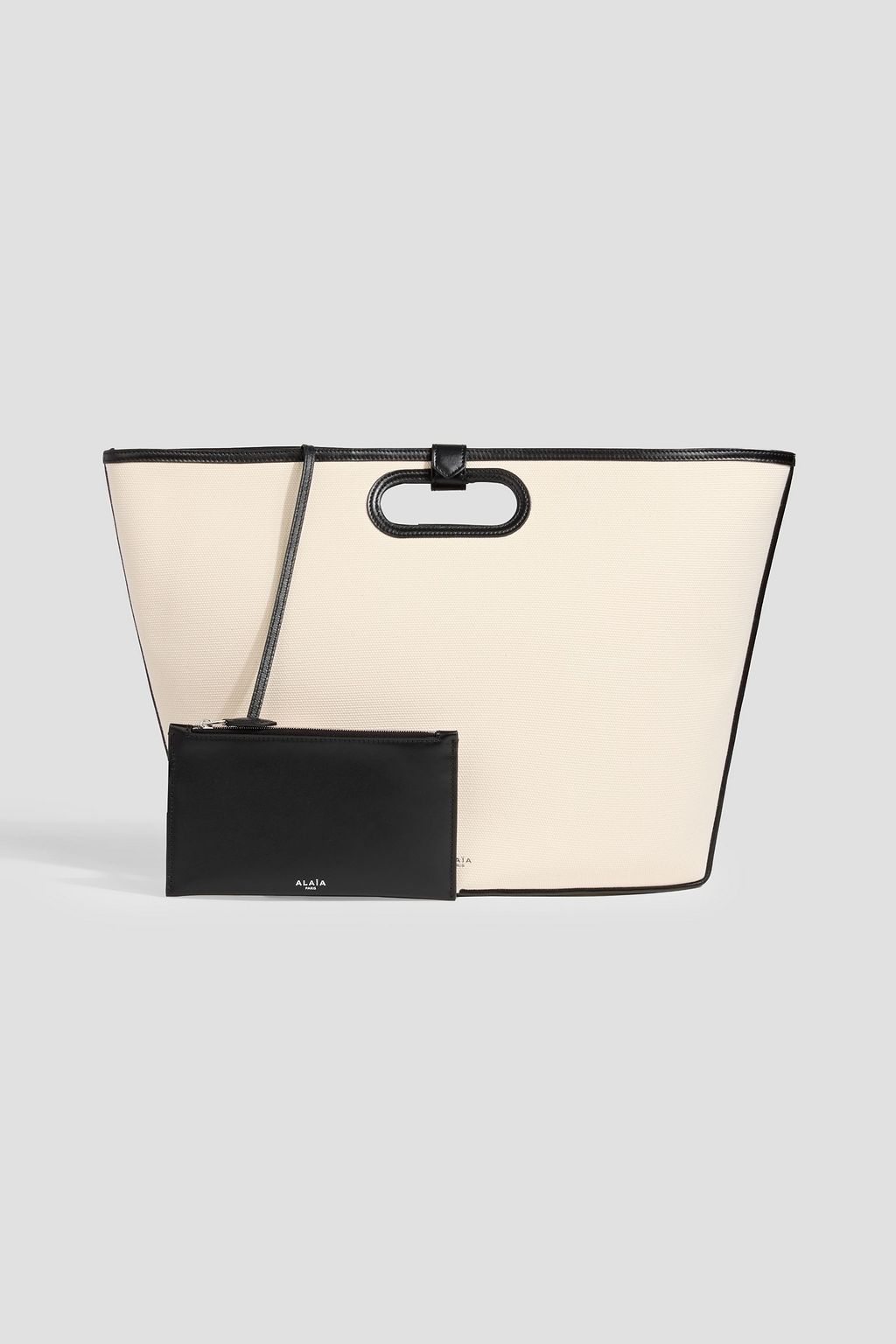 ALAÏA Folded large leather-trimmed cotton-canvas tote