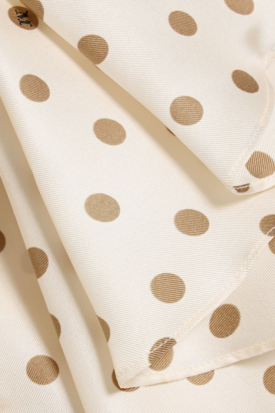 Max Mara Pegli Ruffled Polka-dot Silk-twill Top In White