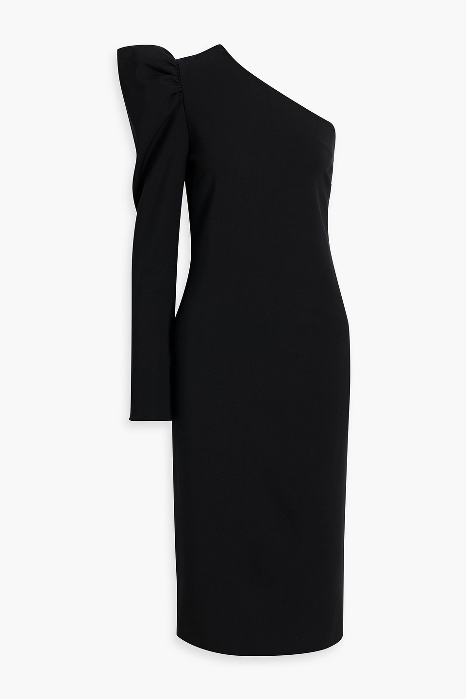 Max Mara Falda One-sleeve Ruffled Jersey Midi Dress In Black
