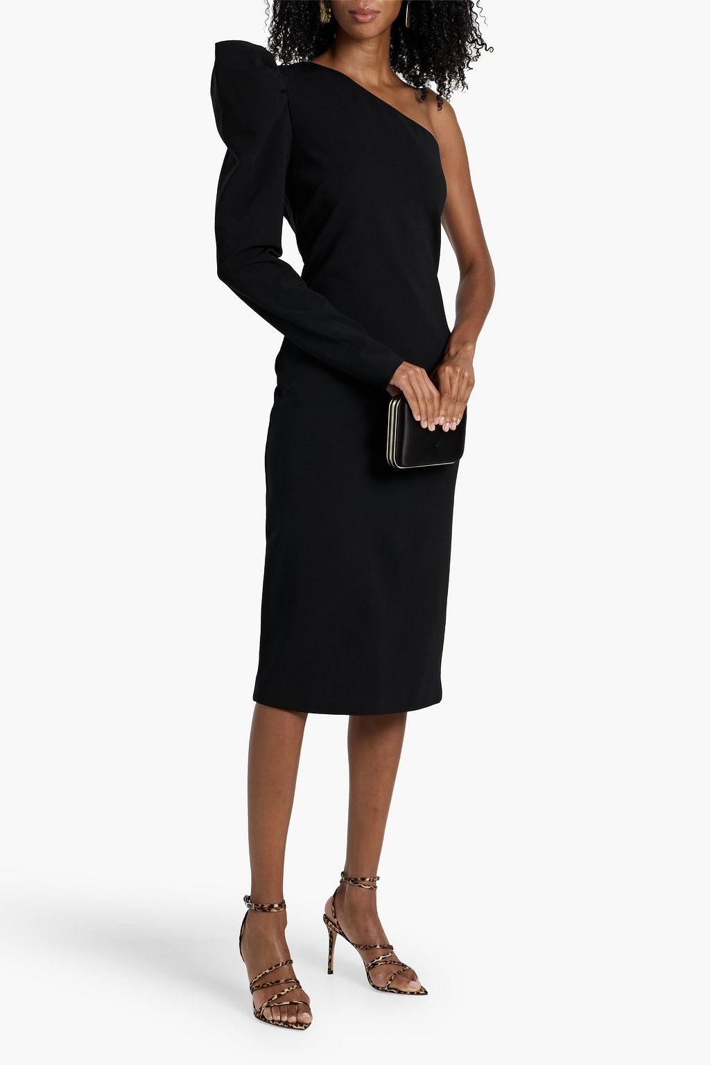 MAX MARA Falda one-sleeve ruffled jersey midi dress