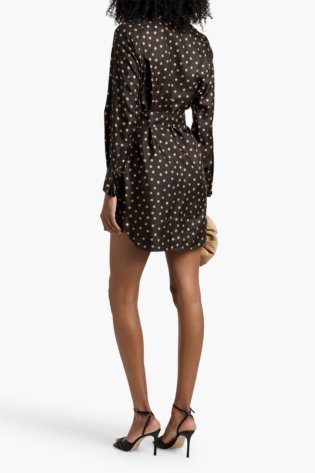 MAX MARA Shock polka-dot silk-twill mini shirt dress