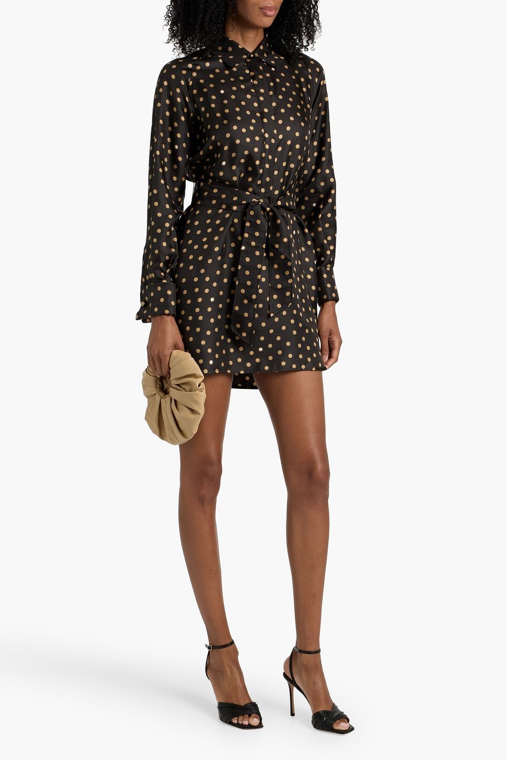 MAX MARA Shock polka-dot silk-twill mini shirt dress