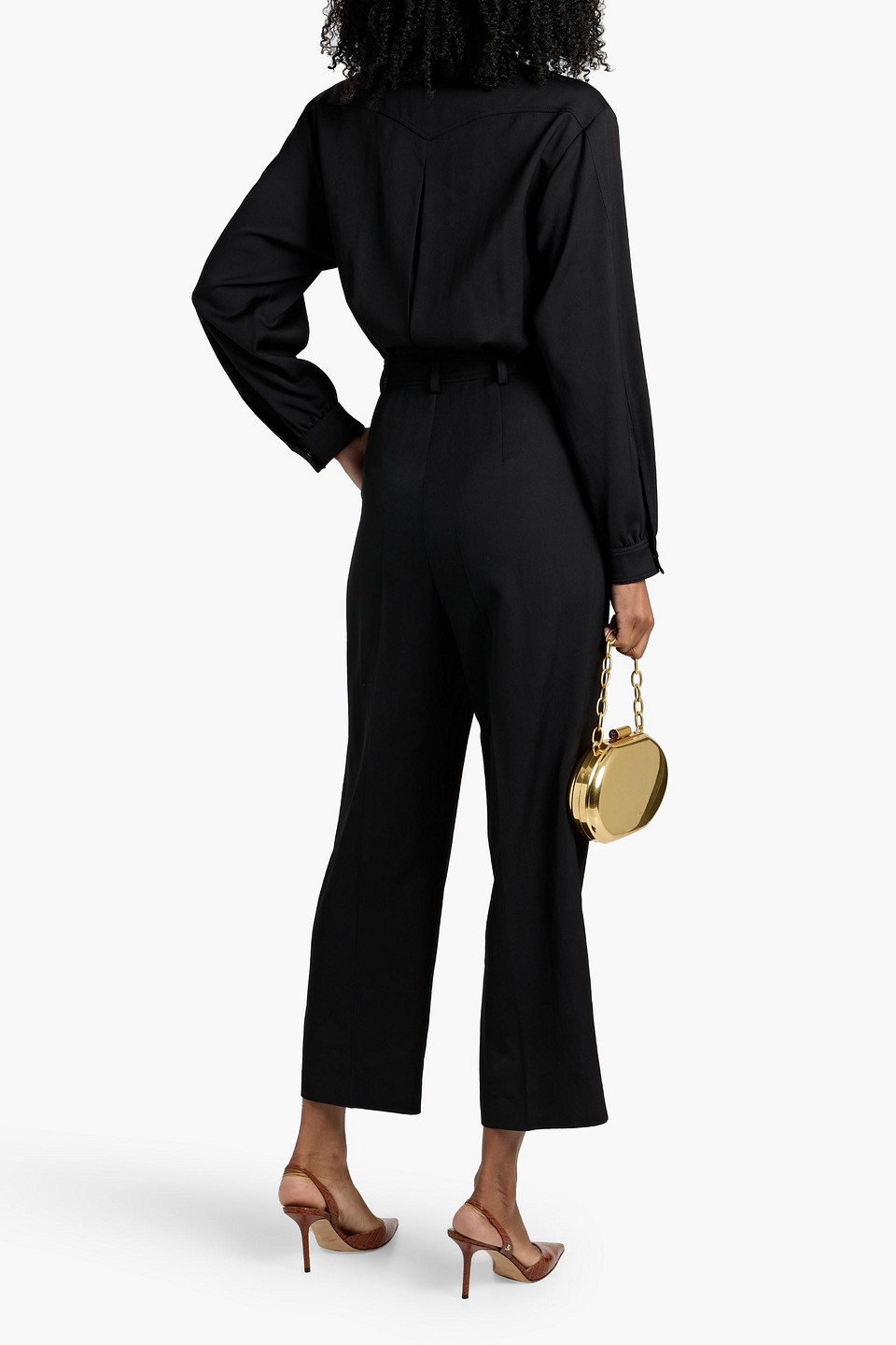 Max Mara Ragusa Wool-twill Jumpsuit In Black
