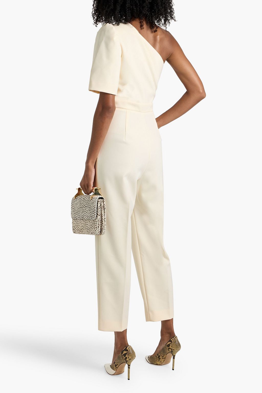 MAX MARA Smalto one-sleeve pleated crepe jumpsuit