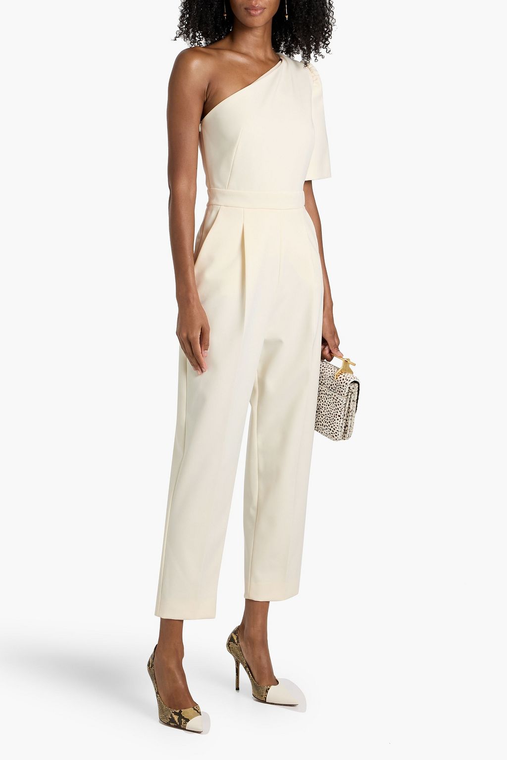 MAX MARA Smalto one-sleeve pleated crepe jumpsuit