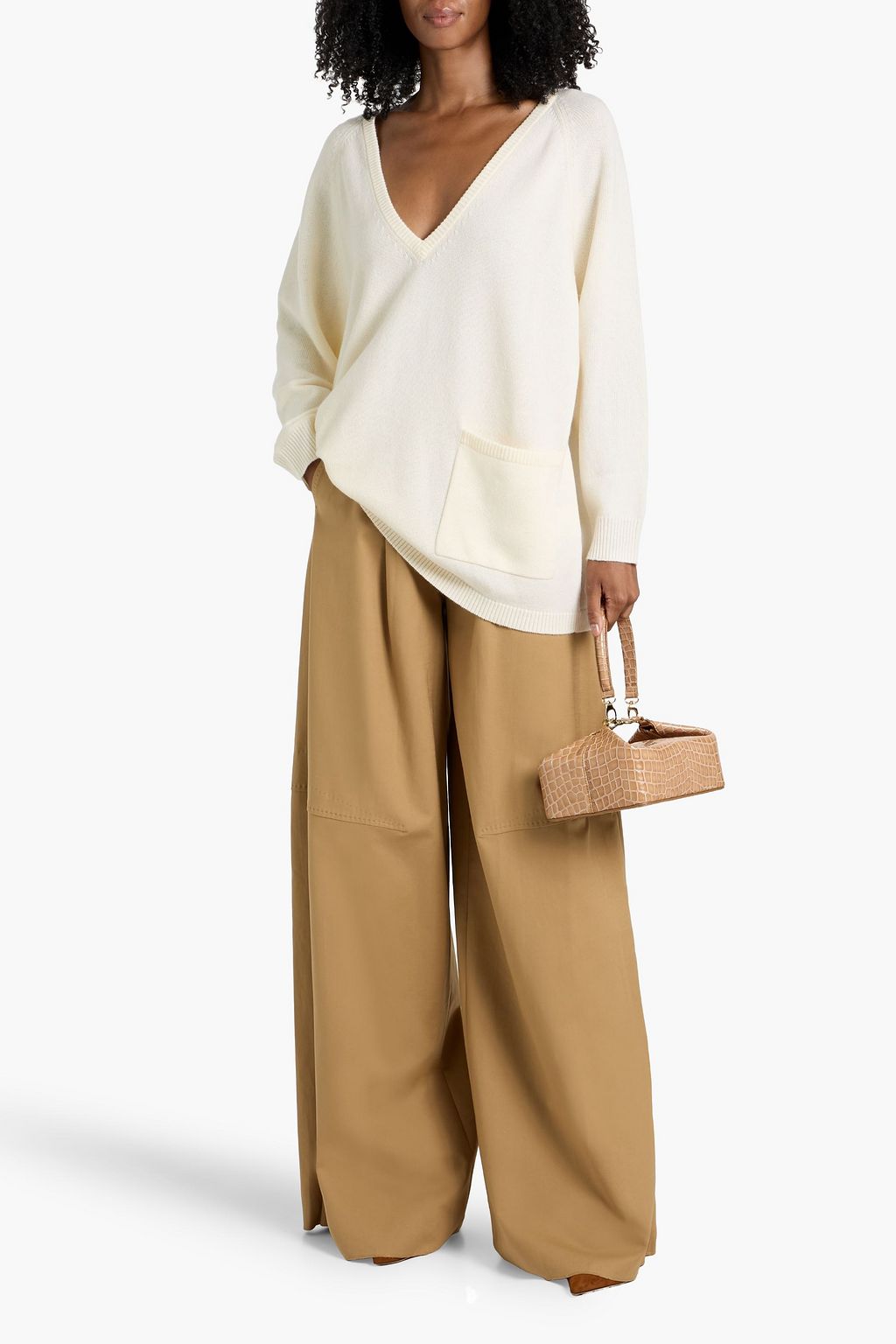 MAX MARA Avoriaz pleated cotton-blend wide-leg pants