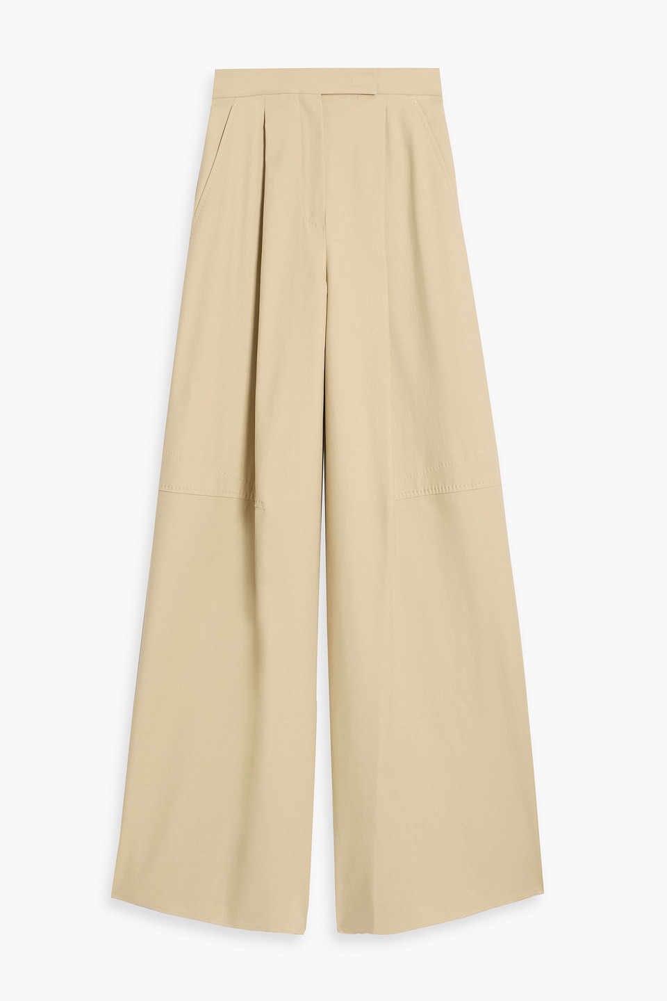 Max Mara Avoriaz Pleated Cotton-blend Wide-leg Pants In Neutral
