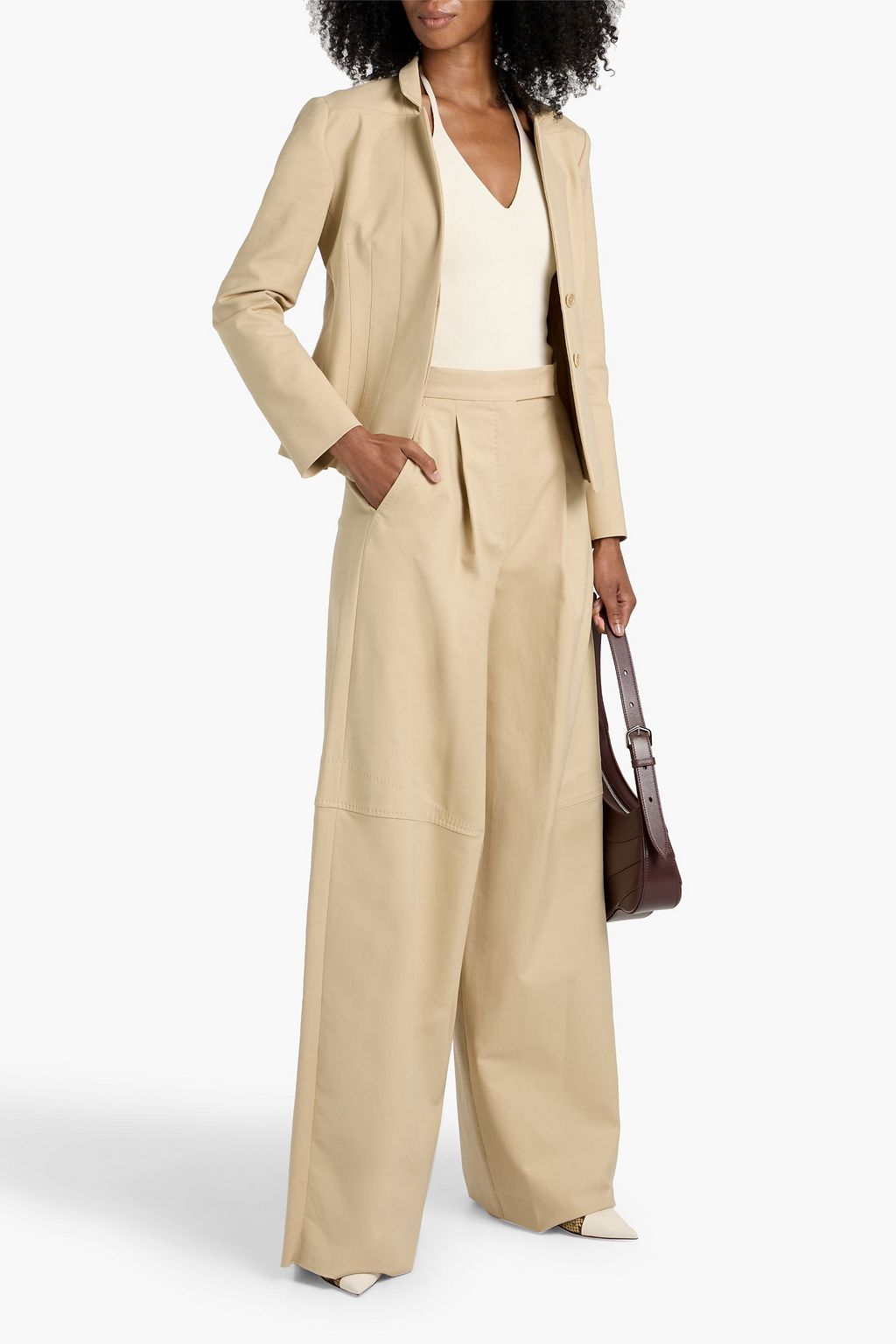 MAX MARA Avoriaz pleated cotton-blend wide-leg pants