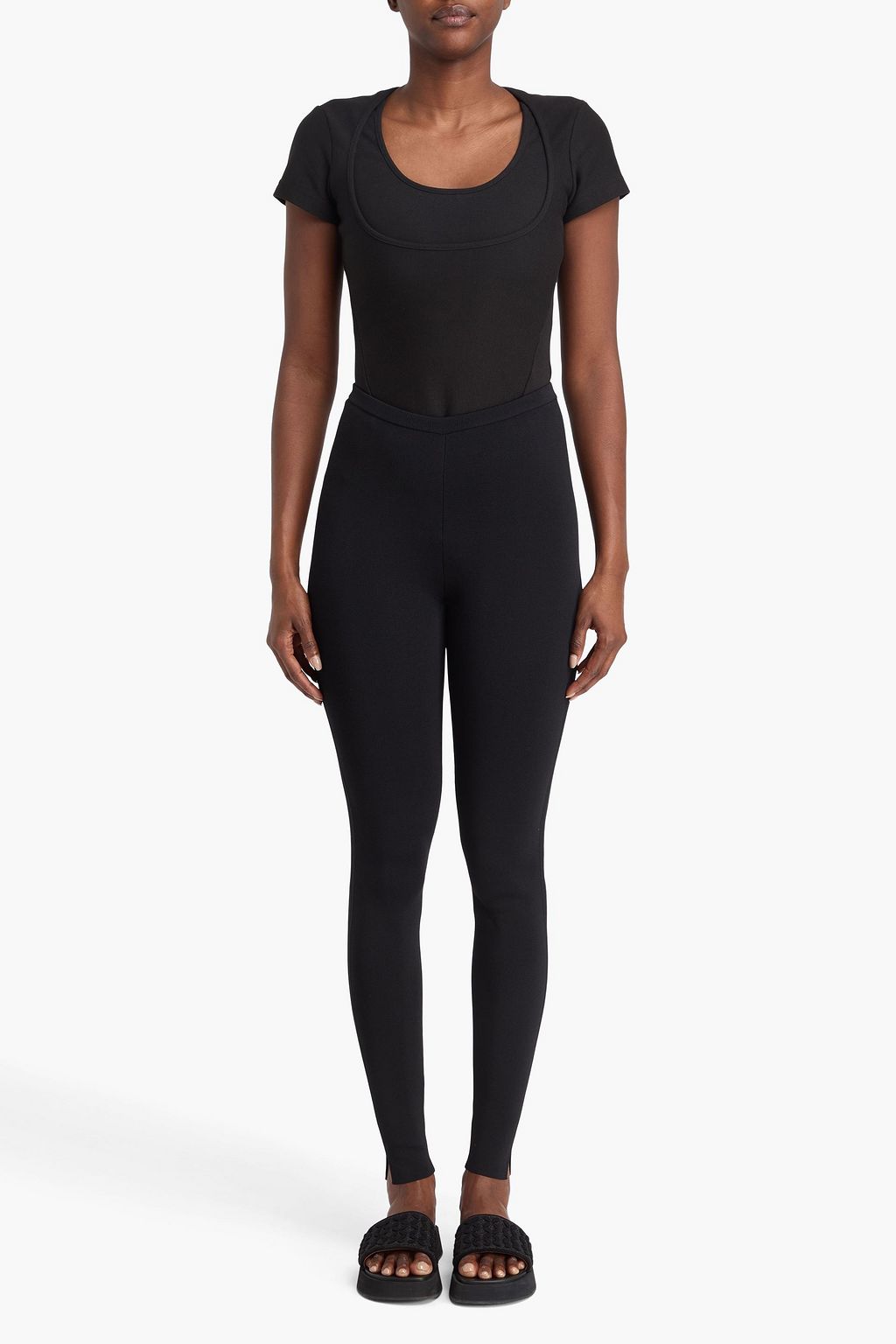 ALAÏA Layered ribbed cotton-jersey bodysuit