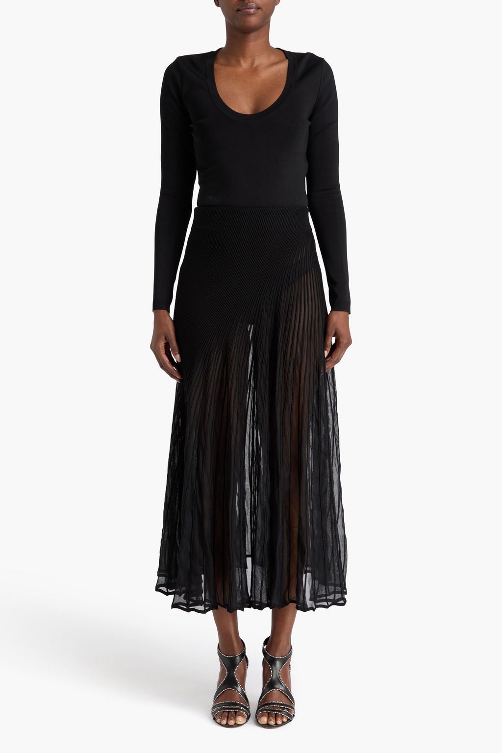 ALAÏA リブ編みニット ミディスカート
