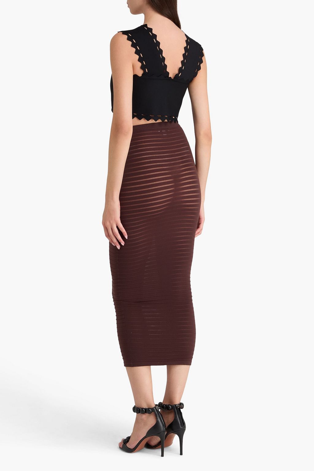 ALAÏA Pointelle-knit maxi pencil skirt
