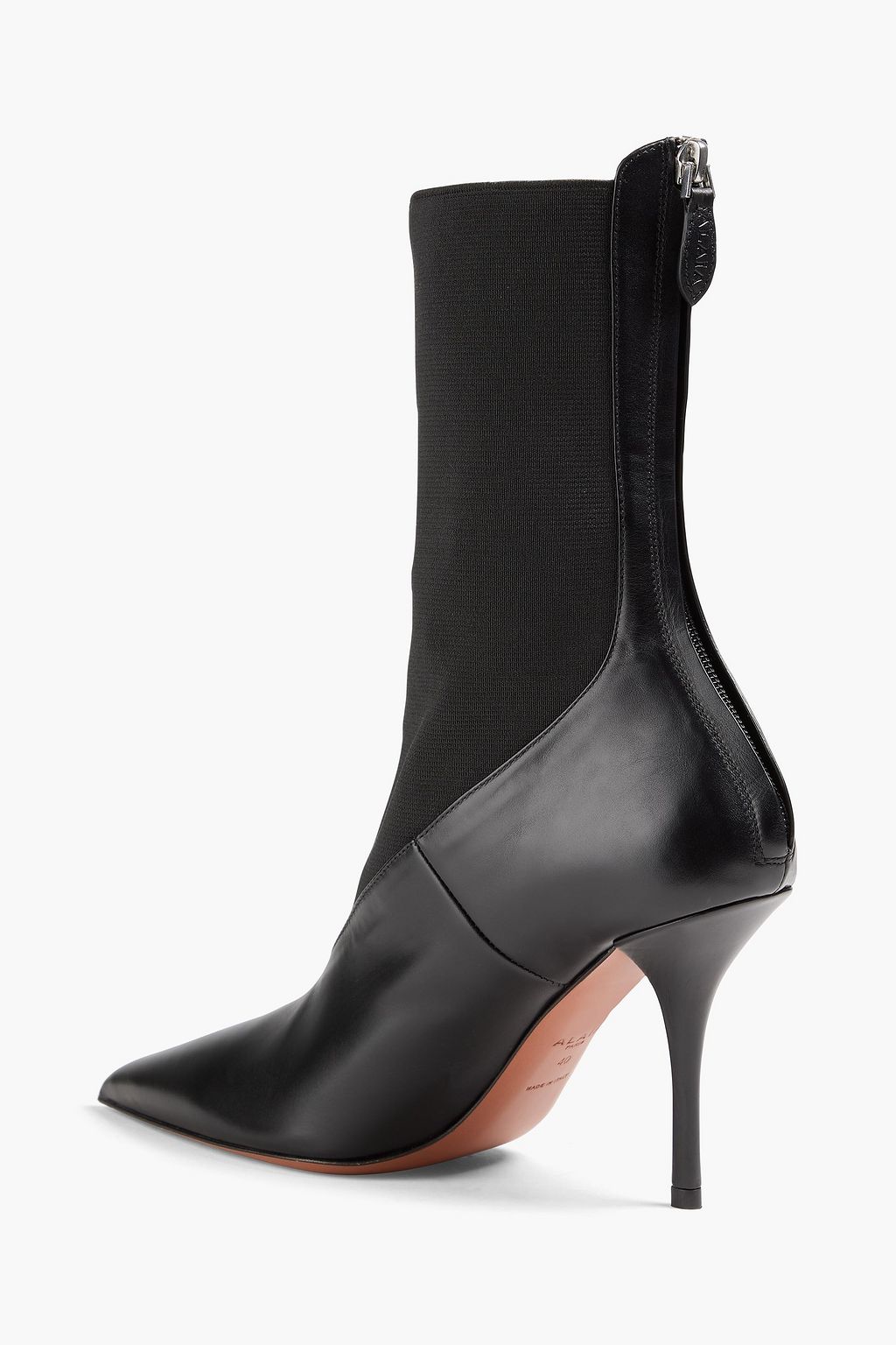 ALAÏA Leather and stretch-knit ankle boots