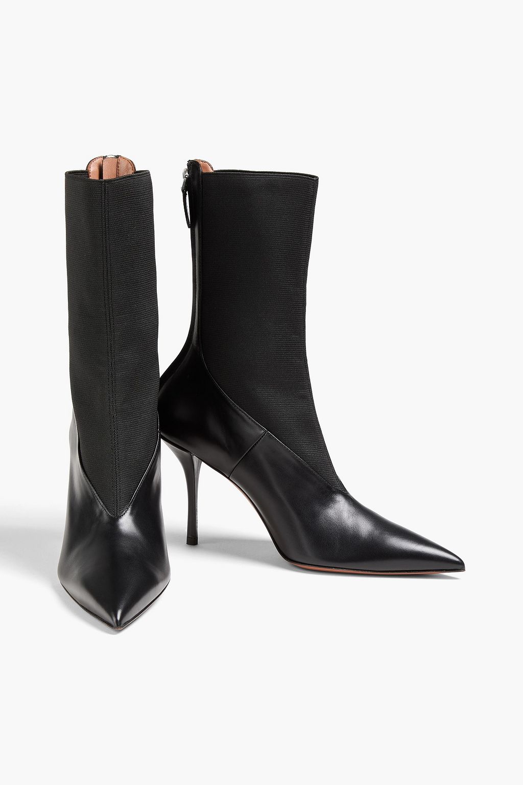 ALAÏA Leather and stretch-knit ankle boots