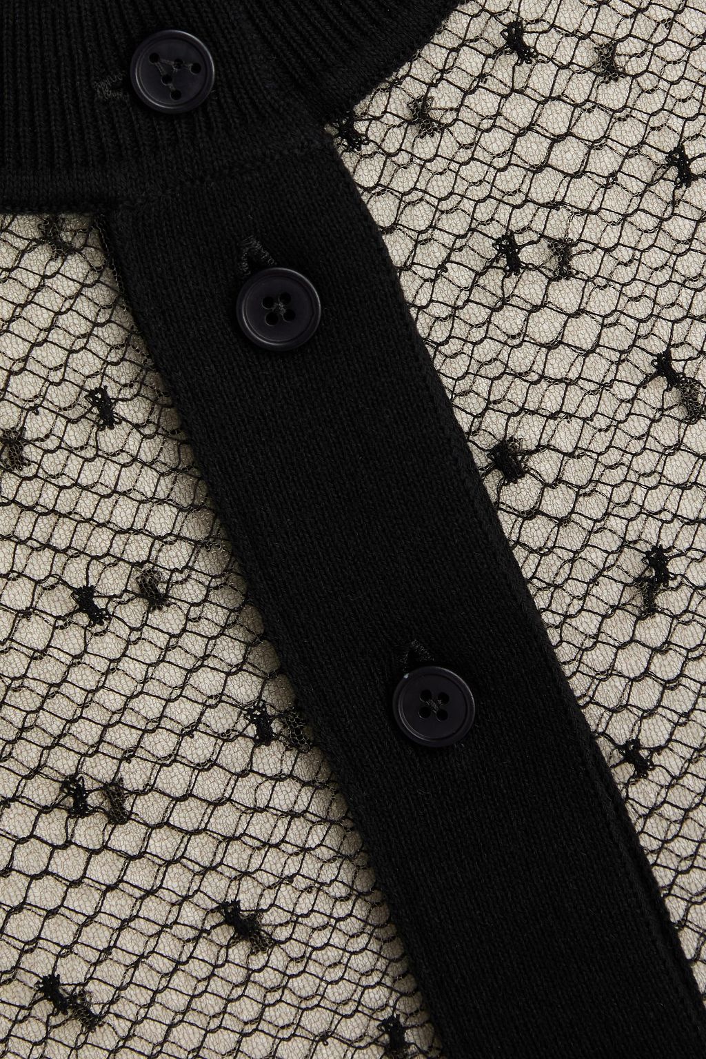 ALAÏA Cropped cotton-blend point d'esprit cardigan