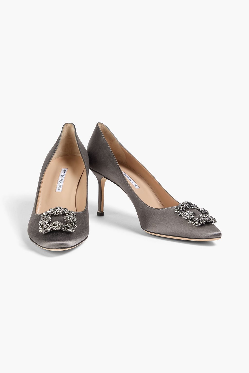 MANOLO BLAHNIK 한기시 장식 디테일 새틴 펌프스