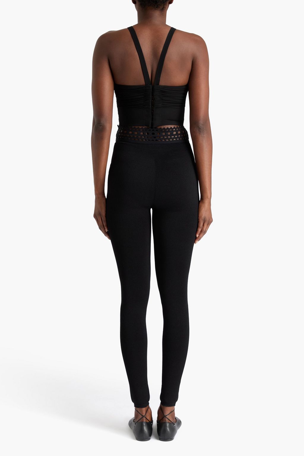 ALAÏA Vienne pointelle-trimmed knitted leggings