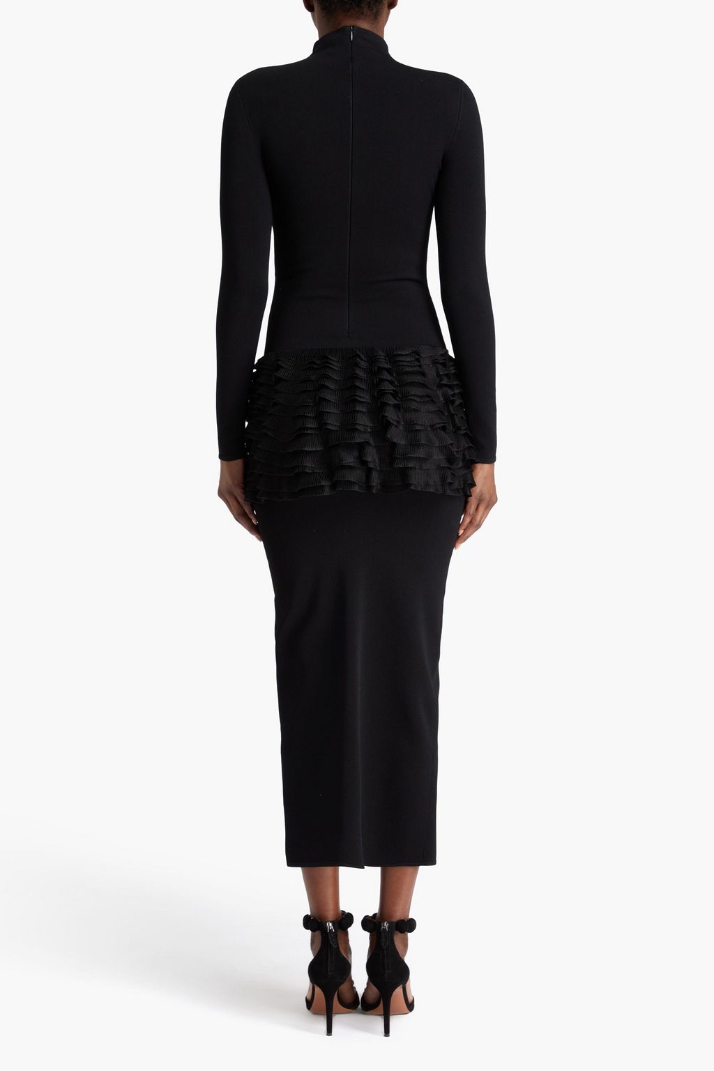 ALAÏA Ruffled knitted midi dress