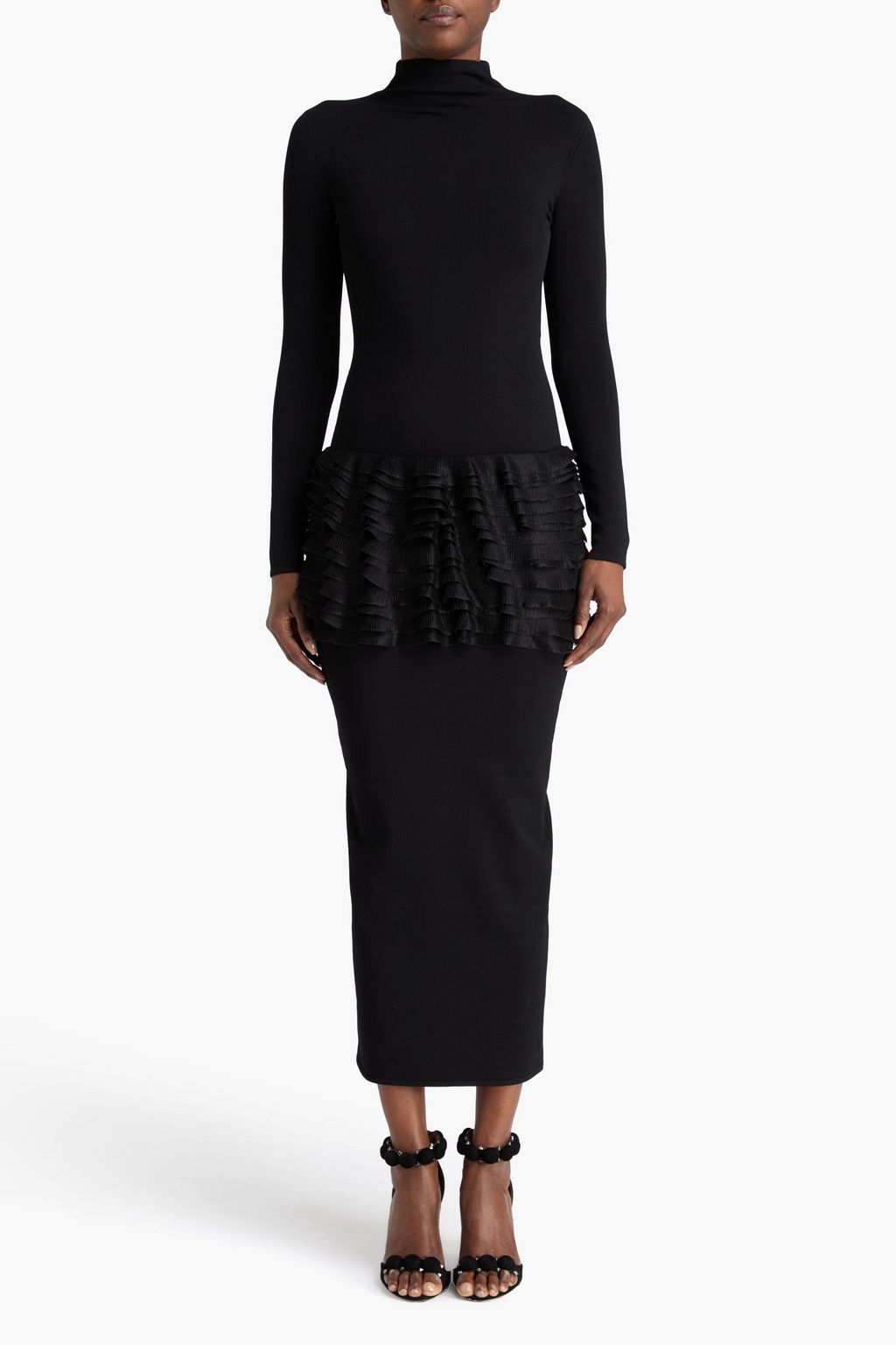 ALAÏA Ruffled knitted midi dress