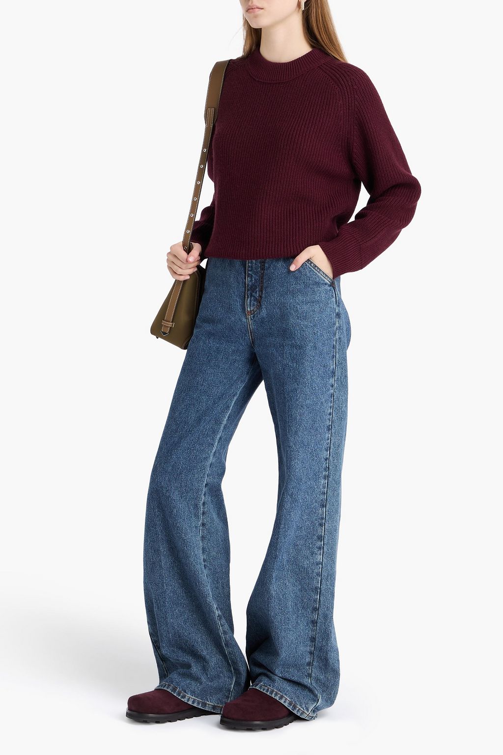 JOSEPH Ribbed wool, silk and cashmere-blend sweater