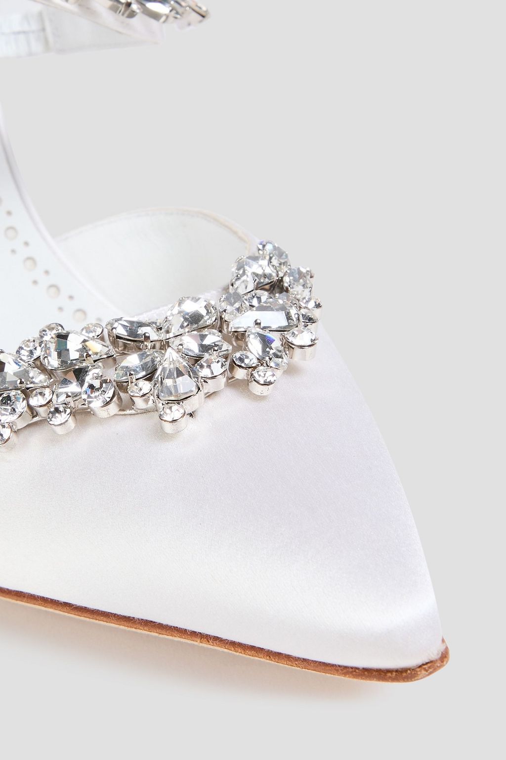 MANOLO BLAHNIK 루럼 크리스털 장식 새틴 뮬
