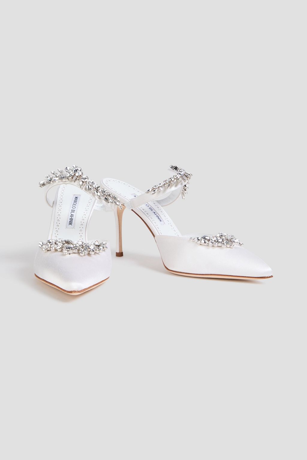 MANOLO BLAHNIK 루럼 크리스털 장식 새틴 뮬