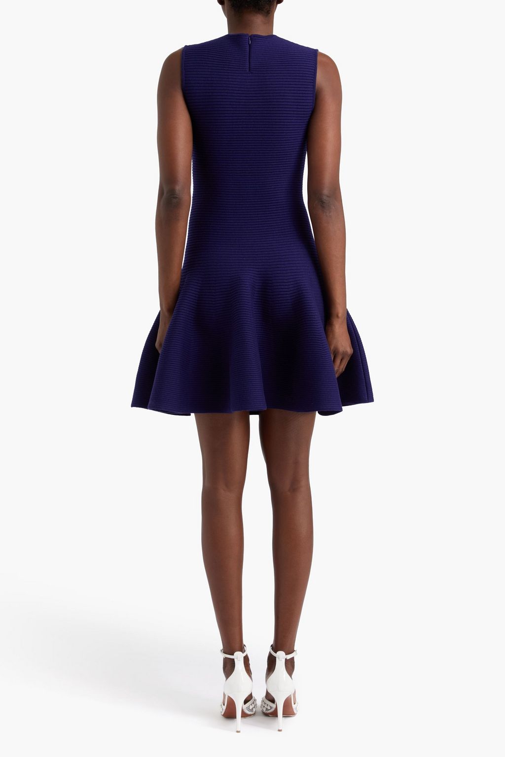 ALAÏA リブ編みウール混 フレアミニワンピース
