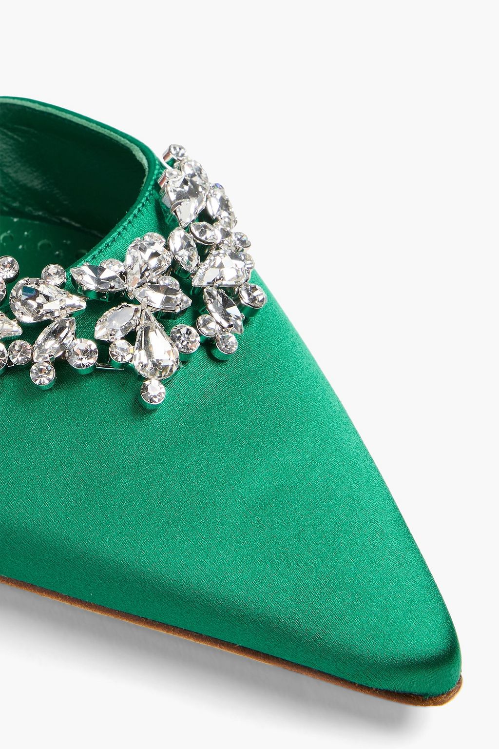 MANOLO BLAHNIK Lurum crystal-embellished satin slippers