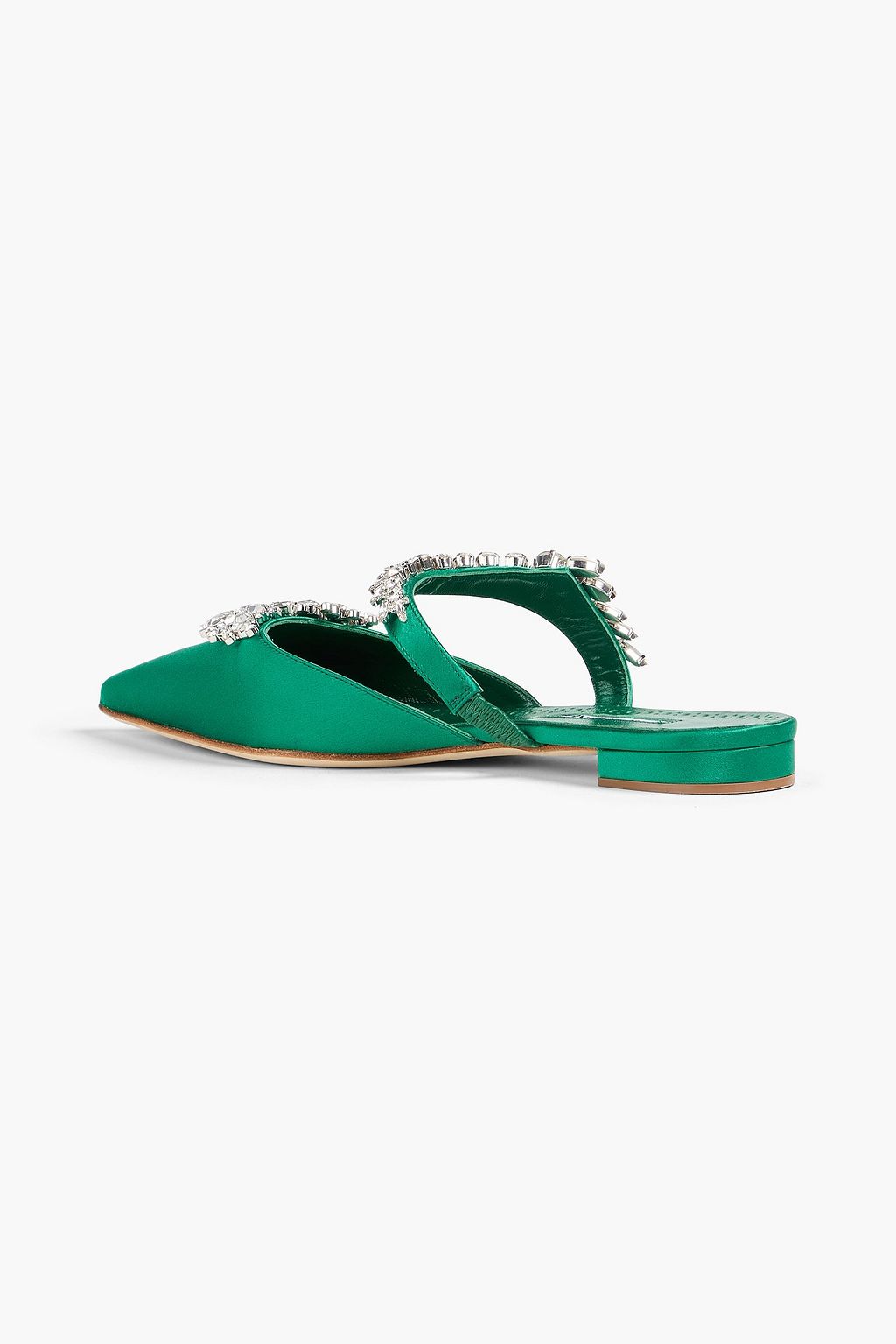 MANOLO BLAHNIK Lurum crystal-embellished satin slippers