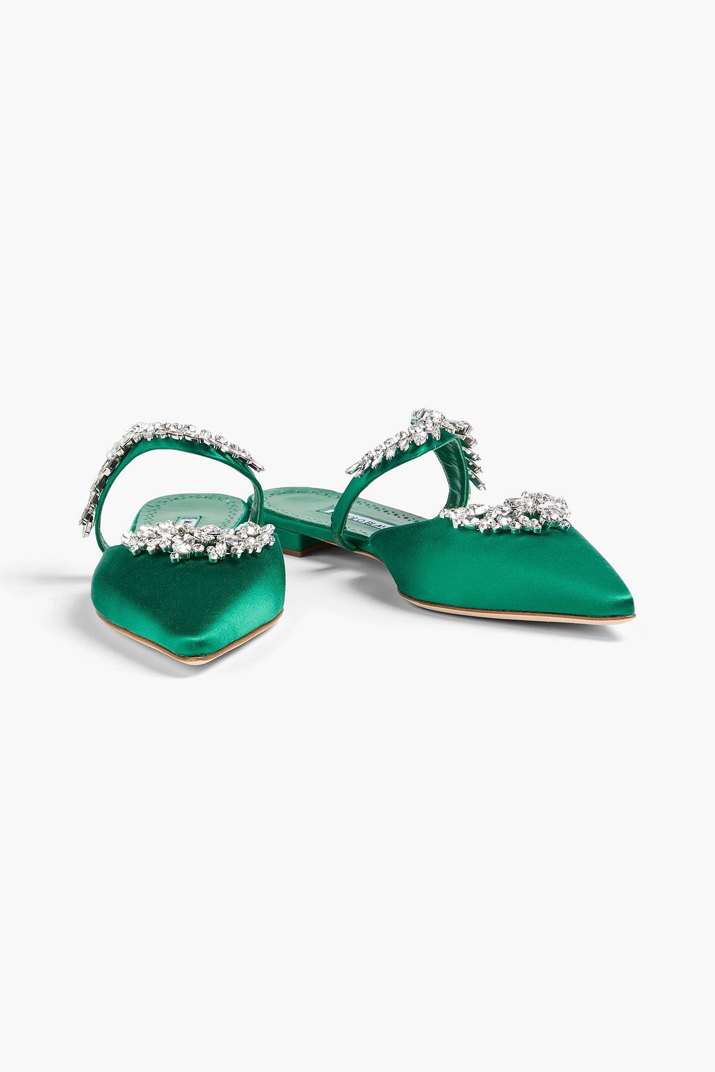 MANOLO BLAHNIK Lurum crystal-embellished satin slippers